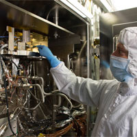 <p>Precision assembly and mechanical technician Ryan Wilkinson inspects MOMA during thermal vacuum testing at Goddard</p>

<p>Credits: NASA</p>
